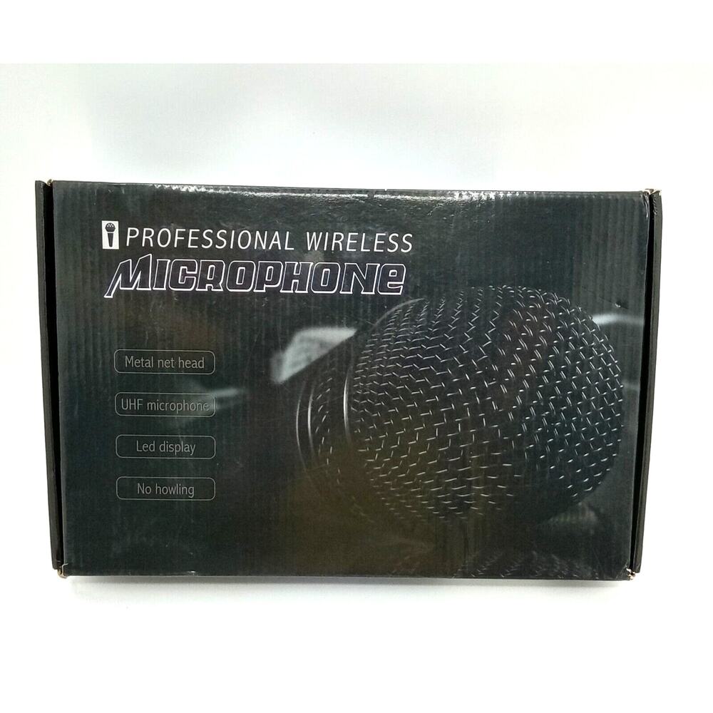 AVEEK Wireless 2 Microphones Handheld Dynamic System w/Rechargeable Receiver